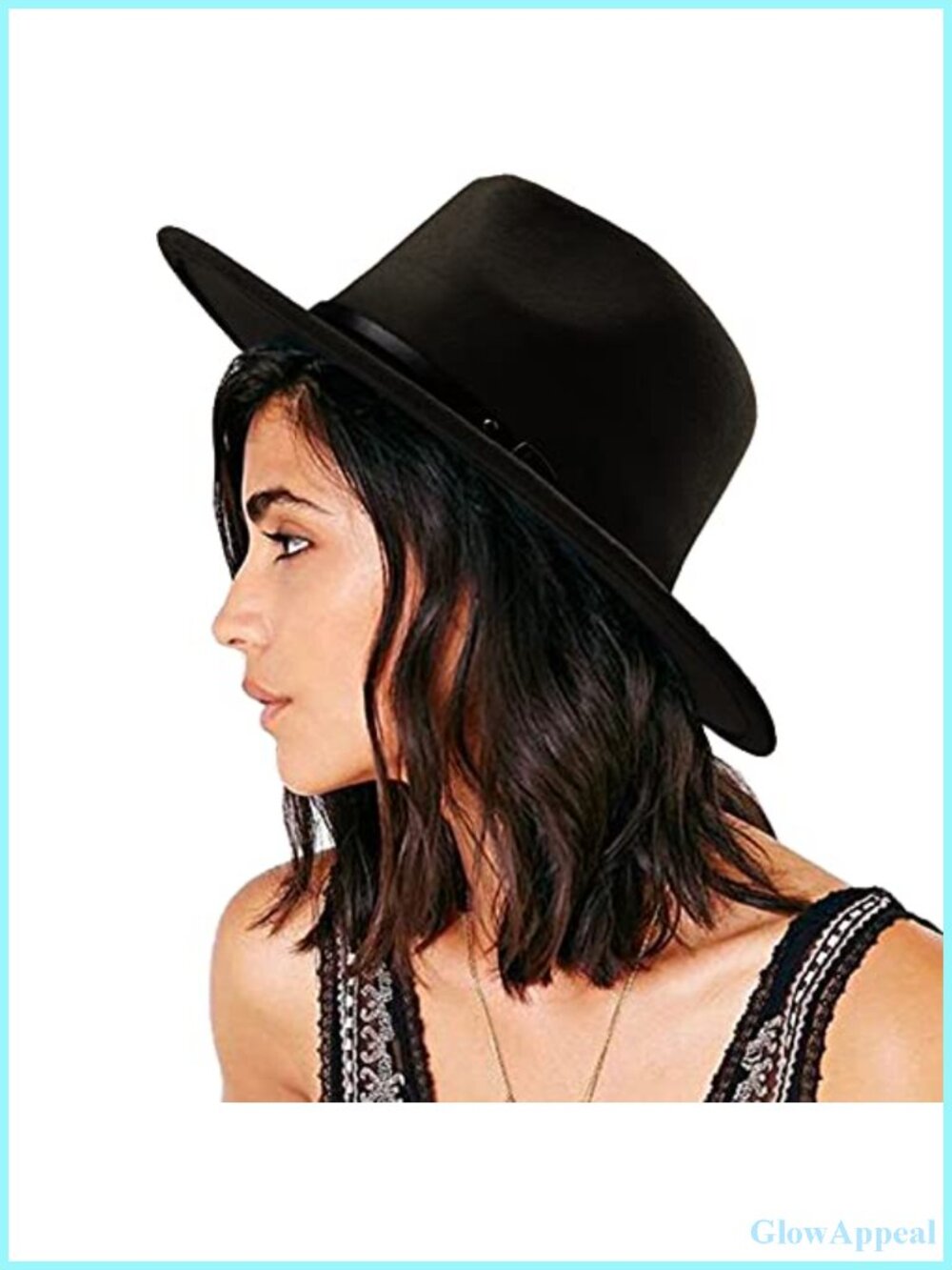 Women Classic Felt Fedora Wide Brim Floppy with Belt Buckle Panama Hat